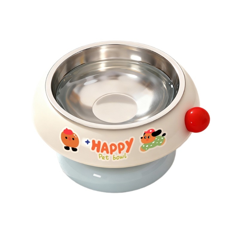 Vas de hrănire pentru pisici din plastic, antialunecare, înălțat, protecție a gâtului