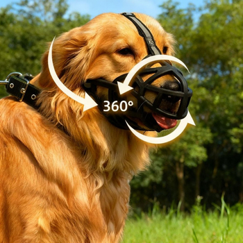 Muzzle plastic pentru câini, pentru dresaj, cu funie de tractiune