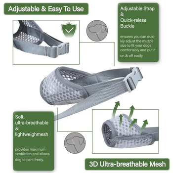 Botniță pentru câini cu bot lung, respirabilă, HANDOU, poliester, anti-mușcare, anti-lingere, anti-mâncare