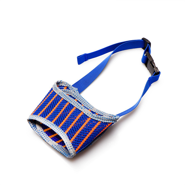 Muzzle pentru câini cu plasă dungată, pentru câini de talie medie și mare; previne înghițirea accidentală, mușcarea și lătratul; personalizabil