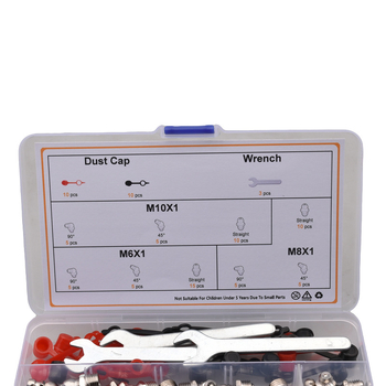 Rokas eļļas pistoles uzgaļu komplekts, kastē iepakots