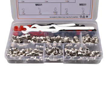 Rokas eļļas pistoles uzgaļu komplekts, kastē iepakots