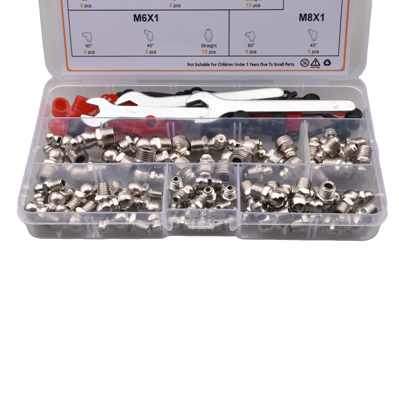 Rokas eļļas pistoles uzgaļu komplekts, kastē iepakots