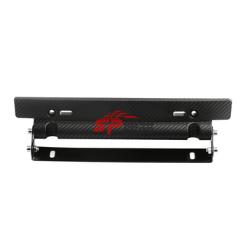 Cadru universal pentru plăcuța de înmatriculare a mașinii, textură fibră de carbon, suport decorativ/conversie, materiale: plastic și fier