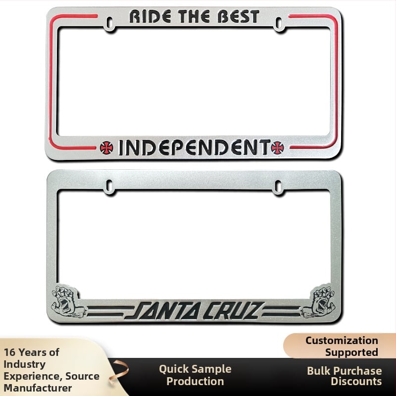 Rámka na poznávaciu značku FTB, hliníková zliatina + nerezová oceľ, universalna kompatibilita, prispôsobiteľné spracovanie
