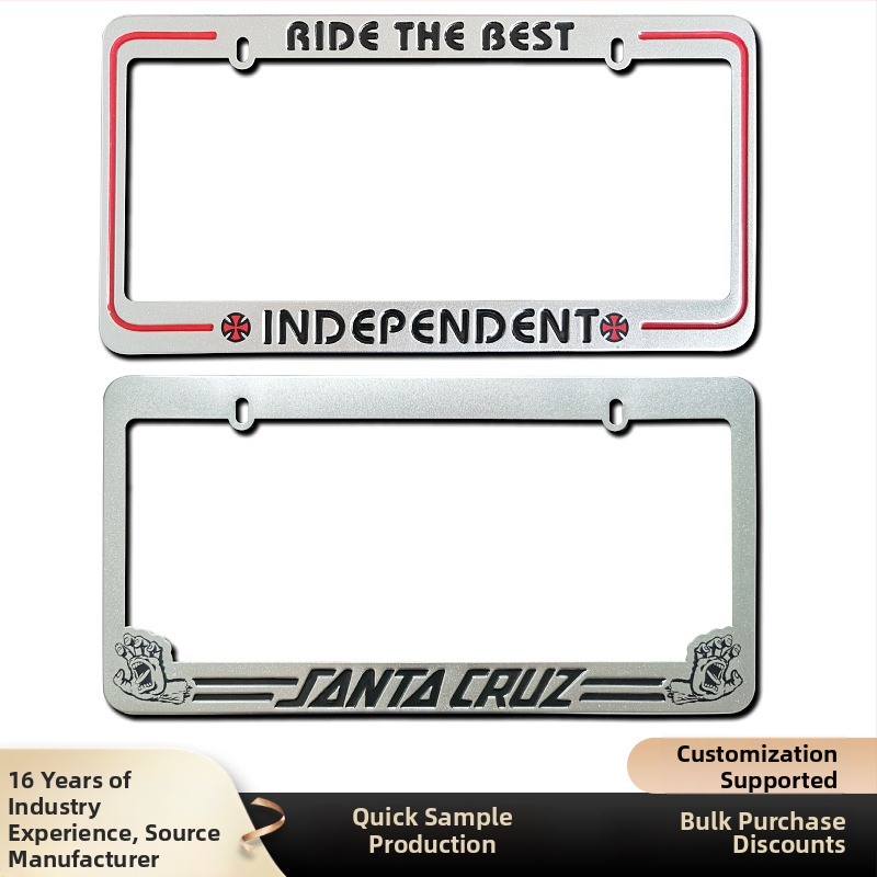 Rámka na poznávaciu značku FTB, hliníková zliatina + nerezová oceľ, universalna kompatibilita, prispôsobiteľné spracovanie