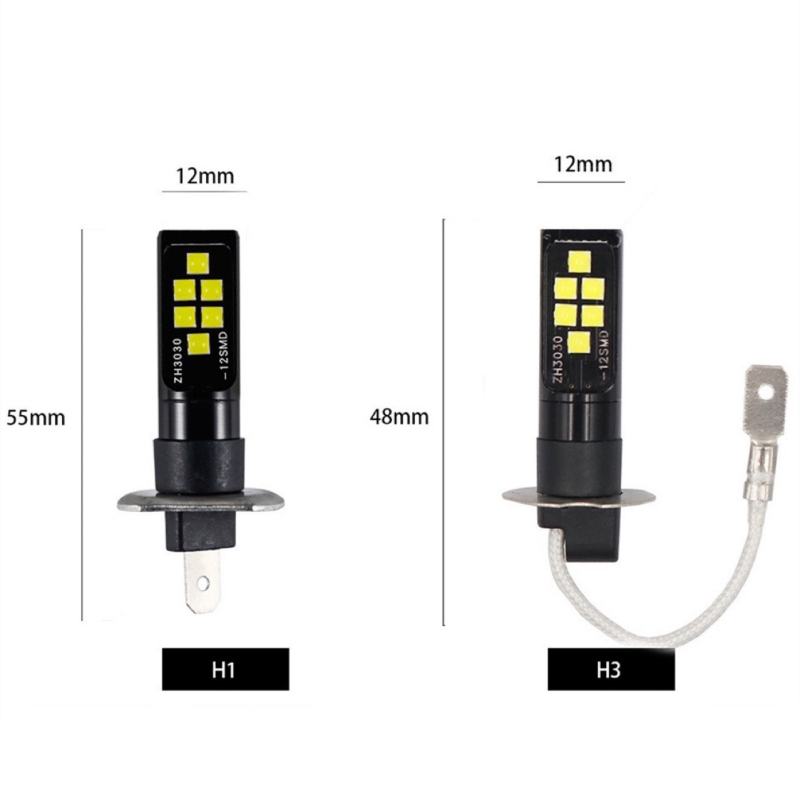 LED svjetla za maglu za automobil – prednja i stražnja, model H7 3030 12SMD, 12V, 12W, 5000 lm