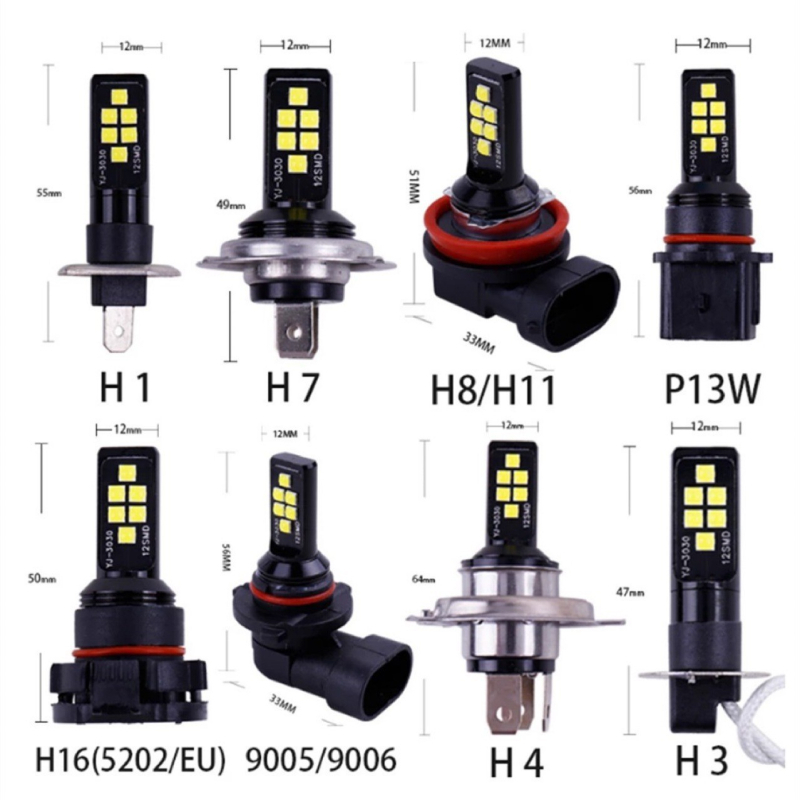 LED svjetla za maglu za automobil – prednja i stražnja, model H7 3030 12SMD, 12V, 12W, 5000 lm