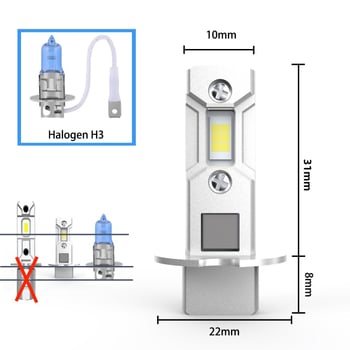 LED фарове и мъгла за универсални превозни средства - 80W, DC12-40V, 2000LM, IP68, 50000 ч.