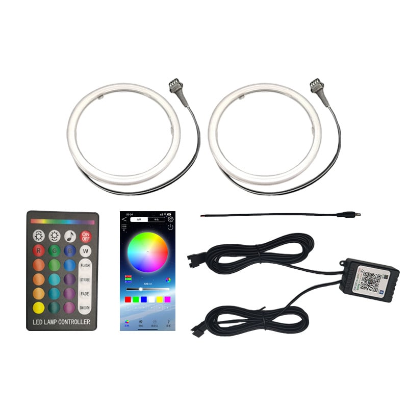 LED COB Angel Eyes maglenka s Bluetooth aplikacijom i daljinskim upravljačem, prozirni poklopac, 5W, 12–24V, 480 lm, 30.000 h