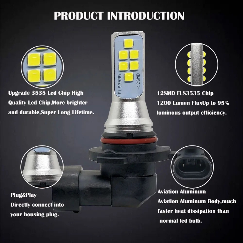 Lampă LED de ceață pentru autoturism, 12SMD 3030, 12V, 1500LM, Aluminiu de aviație