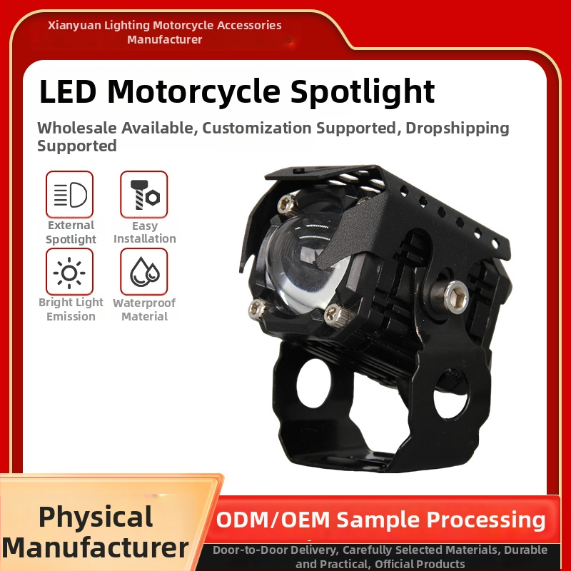 LED мотоциклетен прожектор с единичен обектив и капак, 12W, 8–60V, алуминий, фокус лампа, водоустойчив