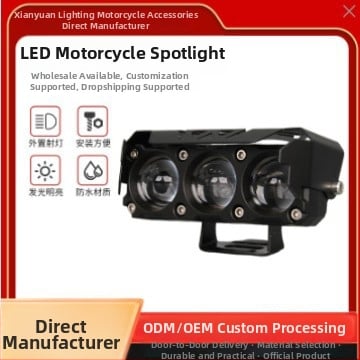 LED svetlo na motocykel s tromi LED diodami, vysoký a nízky lúč, vonkajšie predné svetlo pre elektrické motocykle