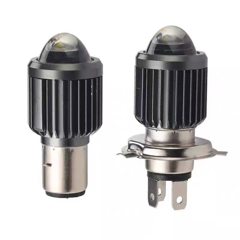 Motocyklové svetlo H4 BA20D, trojzubé uchytenie, kompatibilné s H6, 12-80V, hliníkové puzdro GC