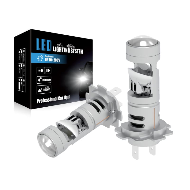 Automobilske LED prednje svjetlo s integriranom malom lećom – Model H7-V8T, 80W, DC12-18V, 4500LM, CSP3570