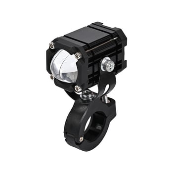 Motociklo LED prožektorius, 12W, 80V, aliuminio korpusas, dviejų spalvų mirgėjimo lęšiai