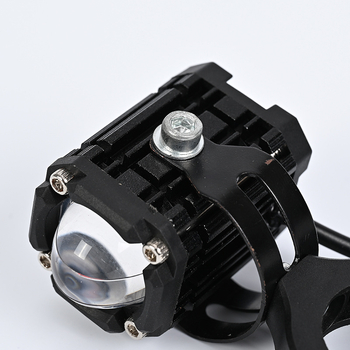 Motociklo LED prožektorius, 12W, 80V, aliuminio korpusas, dviejų spalvų mirgėjimo lęšiai