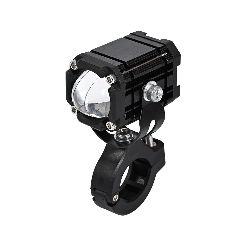 Motociklo LED prožektorius, 12W, 80V, aliuminio korpusas, dviejų spalvų mirgėjimo lęšiai