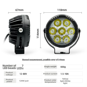 LED off-road reflektor, 7-LED, 60W, 3500 lm, 12-80V, IP67