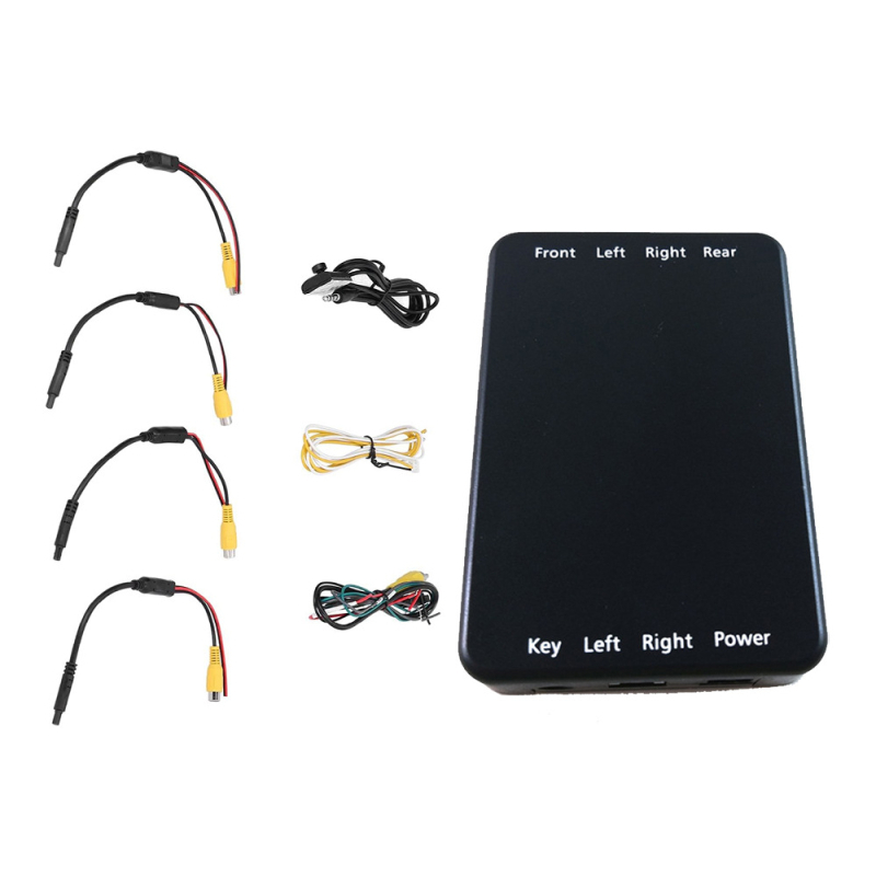 POLARLANDER 4-καναλικός μετατροπέας για 360° πανοραμική κάμερα αυτοκινήτου με διακόπτη ελέγχου όπισθεν, ABS περίβλημα, 12V