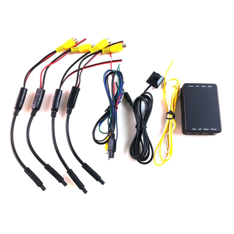 POLARLANDER 4-καναλικός μετατροπέας για 360° πανοραμική κάμερα αυτοκινήτου με διακόπτη ελέγχου όπισθεν, ABS περίβλημα, 12V