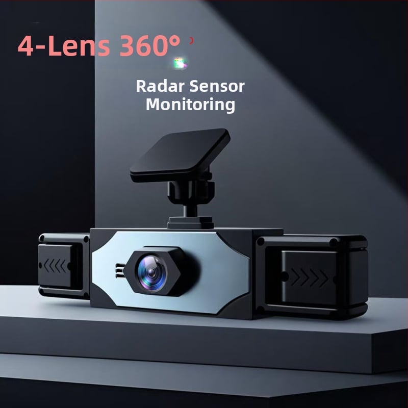 Keturių kamerų automobilių vaizdo registratorius: priekinė/galinė/kairė/dešinė kamera, infraraudonųjų spindulių naktinis matymas, 1080P, 3,0 colių ekranas, ciklinis įrašymas