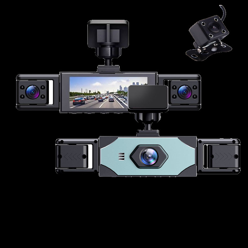 Keturių kamerų automobilių vaizdo registratorius: priekinė/galinė/kairė/dešinė kamera, infraraudonųjų spindulių naktinis matymas, 1080P, 3,0 colių ekranas, ciklinis įrašymas