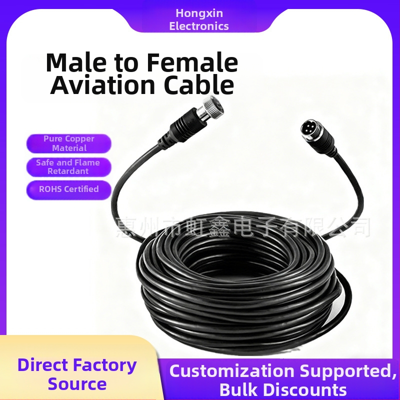 4-jadrový video kábel s leteckým konektorom na BNC pre automobilovú kameru, DVR, M12 konvertor, RoHS