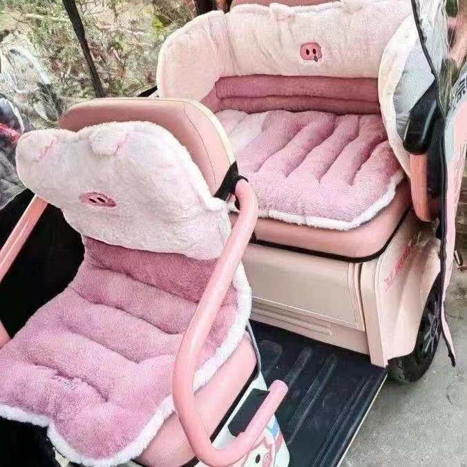 Auto jastuk za sjedište od zimskog pliša, debeli, jednopločni dizajn, grijani, s univerzalnom prilagodbom, s integriranom lumbalnom potporom, slatko