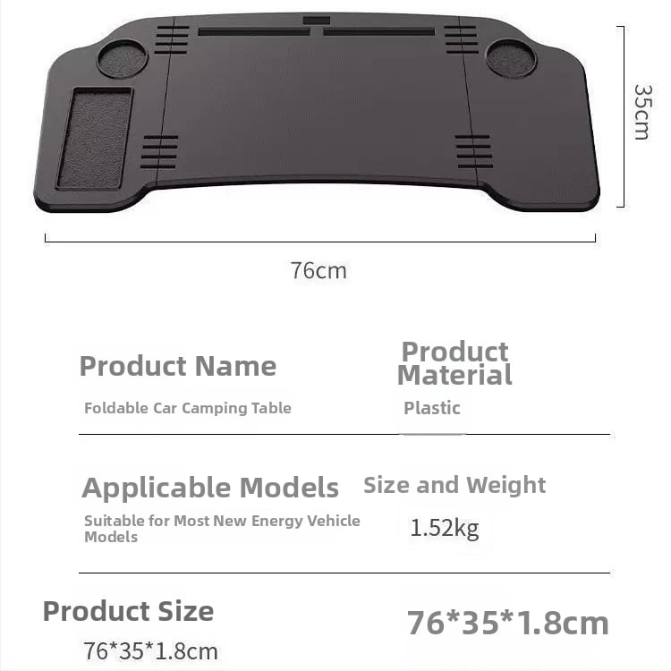 Tesla Model 3/Y predný skladací stolík na jedlo a notebook v aute, Snap-In montáž, LDZ
