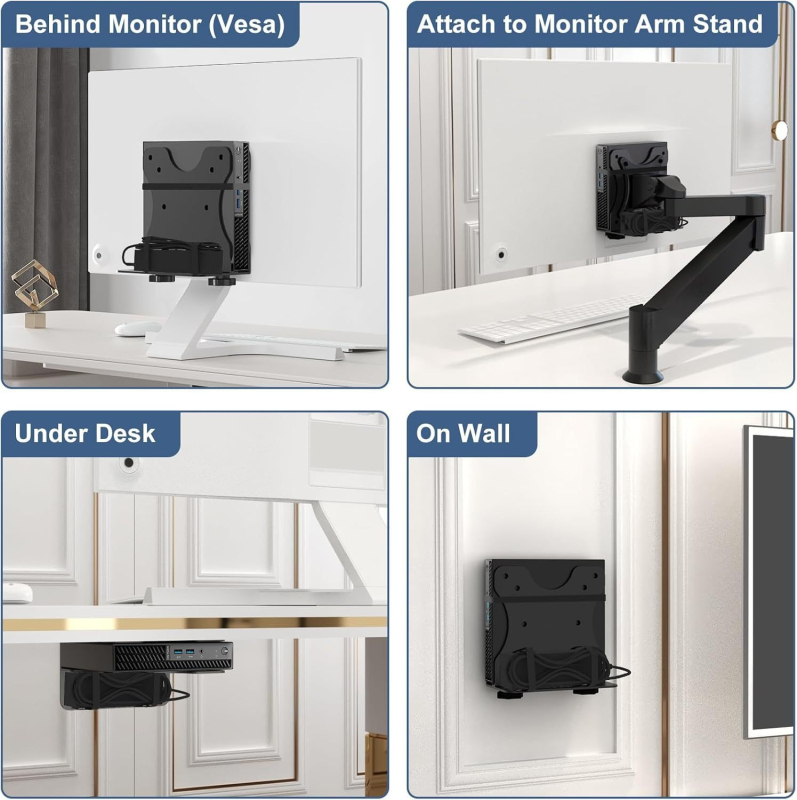 VESA montážny držiak pre mini PC/thin client, nastaviteľný, kovová konštrukcia, 500 g, stolný dizajn