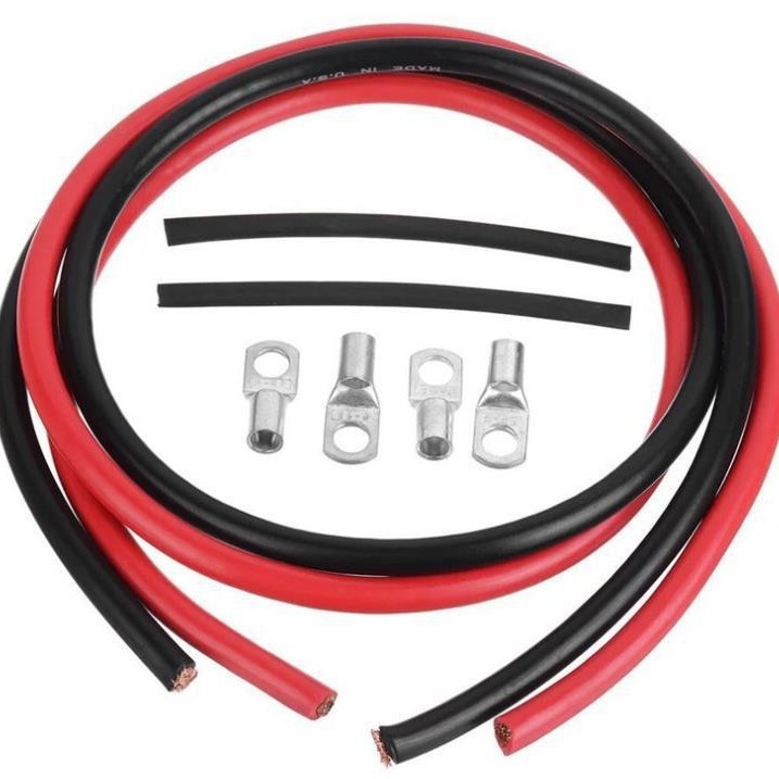 Kabel za bateriju automobila, crveno‑crni uzemljivački kabel, bakar, presjek 16 mm², duljina 50 cm