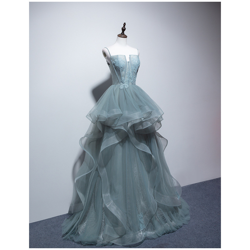 Rochie de seară fără bretele cu fustă tutu pentru reprezentații pe scenă, fără mâneci, lungă, poliester