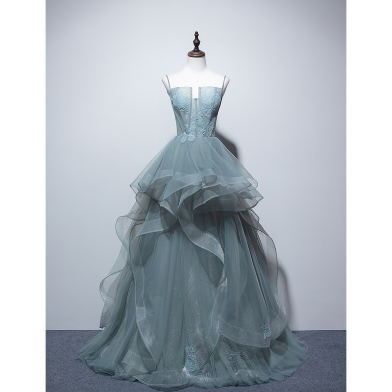 Rochie de seară fără bretele cu fustă tutu pentru reprezentații pe scenă, fără mâneci, lungă, poliester