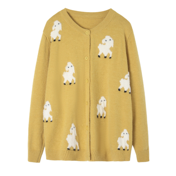 Moterų jacquard megztinis kardiganas, plus dydis, laisvas siluetas, apvalus kaklas, ilgomis rankovėmis