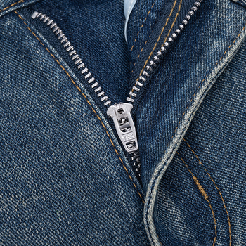 Σορτς τζιν με σχίσεις, χαλαρή ίσια γραμμή, μεσαία μέση, jacquard ύφασμα, 60% βαμβάκι