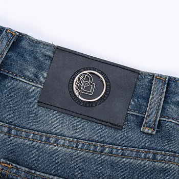 Σορτς τζιν με σχίσεις, χαλαρή ίσια γραμμή, μεσαία μέση, jacquard ύφασμα, 60% βαμβάκι