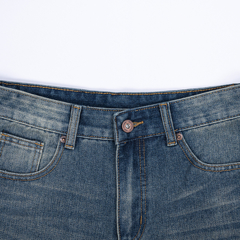 Σορτς τζιν με σχίσεις, χαλαρή ίσια γραμμή, μεσαία μέση, jacquard ύφασμα, 60% βαμβάκι