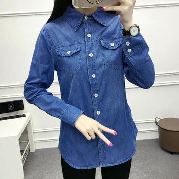 Női denim ing-jackett, Slim szabás, 80–90% pamut és kevesebb mint 30% poliészter, hosszú ujjú, gallér Polo, vékony anyag