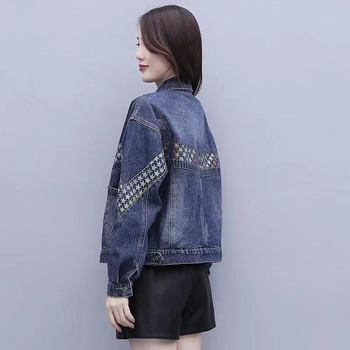 Ženska jesenska oversize jakna od trapera, korejski stil, opušten kroj, patchwork detalji, svestrana