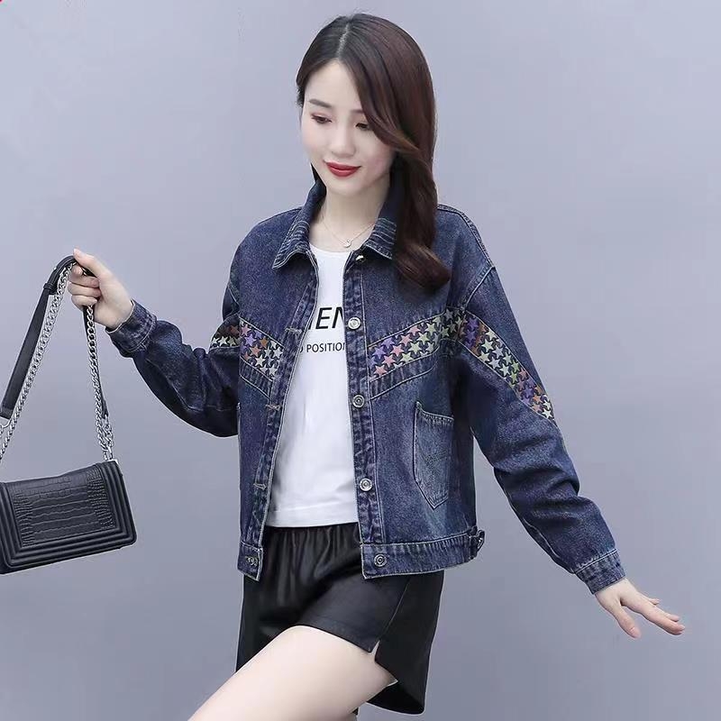 Ženska jesenska oversize jakna od trapera, korejski stil, opušten kroj, patchwork detalji, svestrana