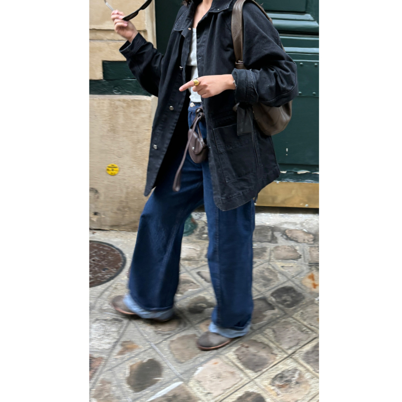 Traper jakna s radnim siluetom, pamučna tkanina, dugi rukavi, korejski stil