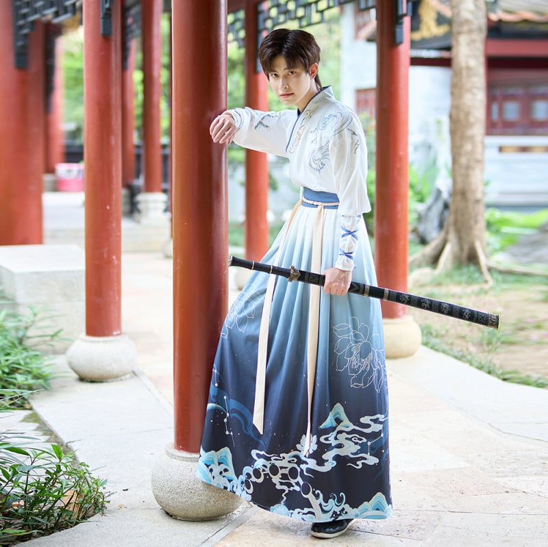 Комплект за двойка: традиционен китайски костюм с бродерия, вдъхновен от бойни истории (Полиестер • Основно съдържание на тъканта под 30% • Сезон: Лято 2023 • Етикет с яка • С бирка)