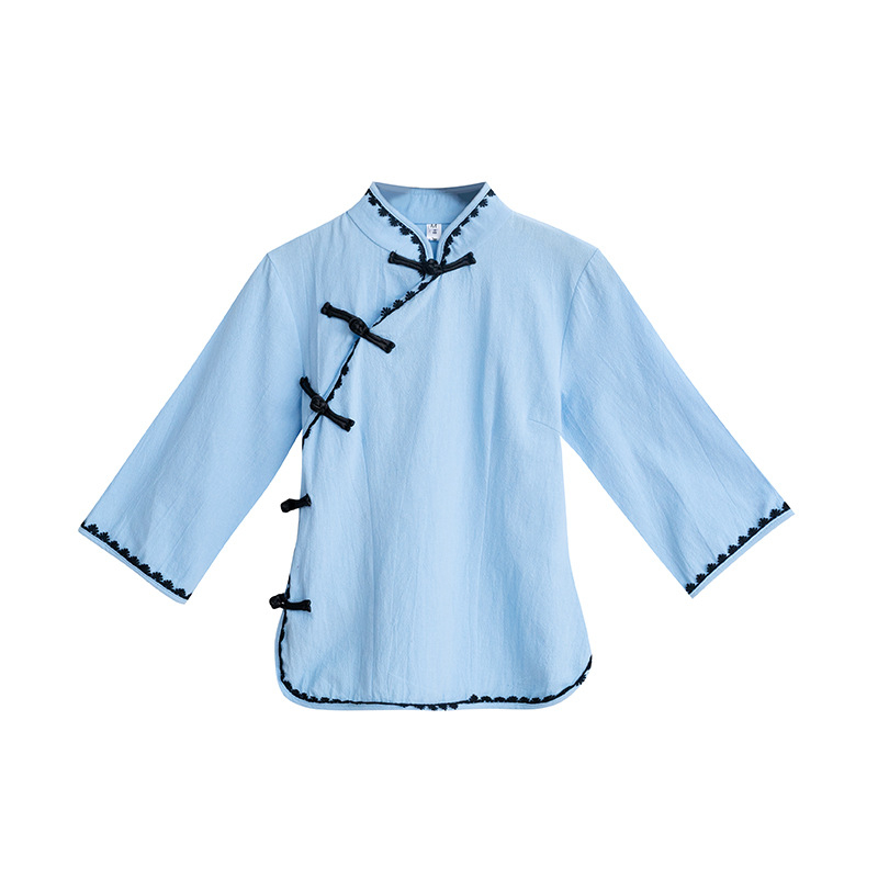 Top - Uniforma učenika iz razdoblja Republike, retro kineskog stila završna odjeća, kineskog stila izvedbeni top - Polyester, ljeto 2023, udio vlakana ispod 30%