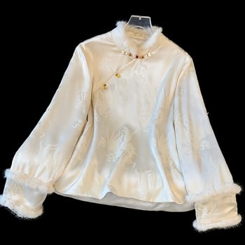 Женско яке в стил Тан с жакард и подплата — памук и полиестер смес, основен полиестер до 30%, за всички сезони