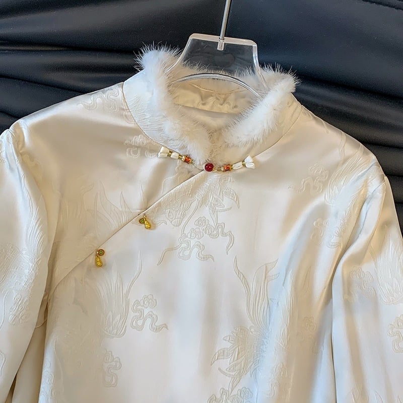 Женско яке в стил Тан с жакард и подплата — памук и полиестер смес, основен полиестер до 30%, за всички сезони