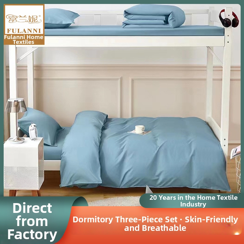 Triju daļu gultas veļas komplekts studentu internātam, ilgi vaski kokvilnas, twill audums, reaktīvā drukāšana un krāsošana, auduma blīvums 133x72, diegu skaits 40