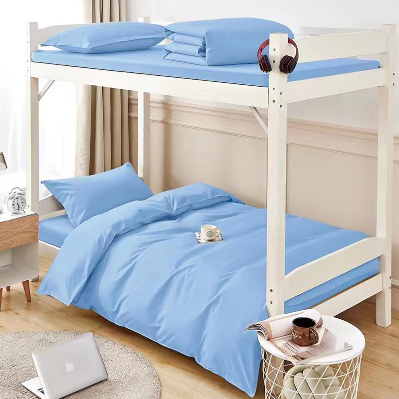 Triju daļu gultas veļas komplekts studentu internātam, ilgi vaski kokvilnas, twill audums, reaktīvā drukāšana un krāsošana, auduma blīvums 133x72, diegu skaits 40