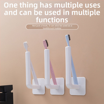 L-образна лепяща закачалка за врати - без пробиване, пластмасова, носеща до 15 кг, единична, модерен стил