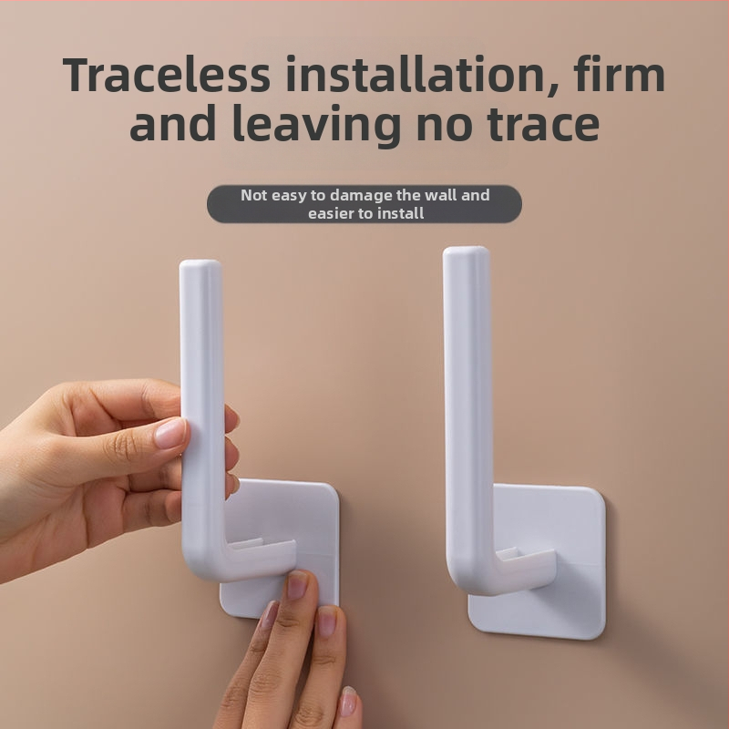 L-образна лепяща закачалка за врати - без пробиване, пластмасова, носеща до 15 кг, единична, модерен стил